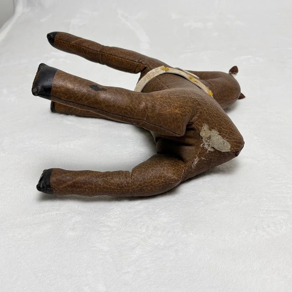 Mid Century Faux Leather Horse Plush Figurine Rustic Farmhouse Decor 12